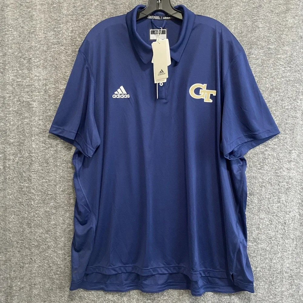 Georgia Tech Yellow Jackets Polo Shirt Mens 3XL Blue Adidas Team Issue NCAA NWT‎